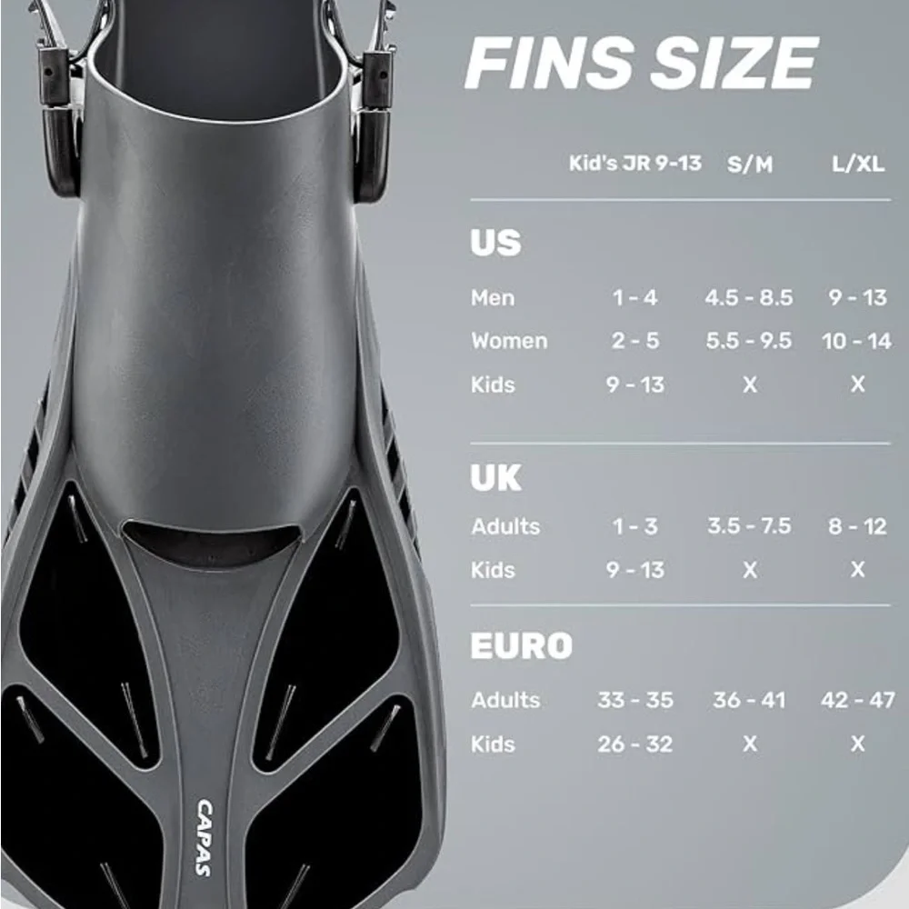 CAPAS Black Snorkeling Fins